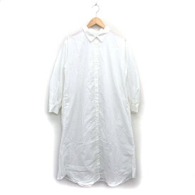 【中古】グローバルワーク GLOBAL WORK シャツワンピース フレア ロング マキシ丈 透け感 ステンカラー タック 長袖 L アイボリー /NT1 レディース 【ベクトル 古着】 231228