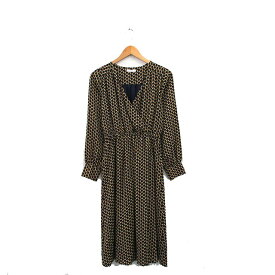 【中古】アルシーヴ archives ワンピース 長袖 ロング カシュクール 総柄 F ネイビー 紺 /KT29 レディース 【ベクトル 古着】 240226