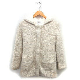 【中古】ザラ ZARA Girls Knitwear 子供服 ツイード パーカー ジャンパー アウター ボア ニット シャギー 比翼仕立て ジップアップ 11-12 ベージュ /NT3 キッズ 【ベクトル 古着】 241002