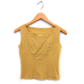 【中古】シビラ SYBILLA クロップド カットソー スカラップネック コットン 綿 ノースリーブ 無地 M 黄 イエロー /NT12 レディース 【ベクトル 古着】 250626