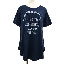 【中古】ハートマーケット Heart Market カットソー Tシャツ プルオーバー ラウンドネック プリント ロゴ 半袖 L 紺 白 ネイビー ホワイト レディース 【ベクトル 古着】 240112