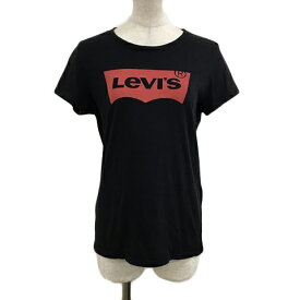 【中古】リーバイス Levi's Tシャツ カットソー プルオーバー クルーネック ロゴ プリント M 黒 赤 ブラック レッド レディース 【ベクトル 古着】 240110