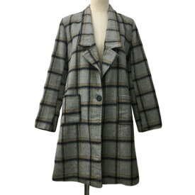 【中古】ノッシュ NO’S コート チェスター ロング チェック シングル メルトン 長袖 グレー 紺 ネイビー レディース 【ベクトル 古着】 250110