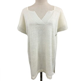 【中古】アルチザン ARTISAN セーター ニット サマー プルオーバー スリットネック リネン シルク混 ラメ スリット 半袖 13＋ ベージュ 白 ホワイト レディース 【ベクトル 古着】 250908