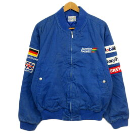 【中古】Benetton Formula1 ベネトン フォーミュラ 90s ジャケット ブルゾン 中綿 ワッペン 46 青 ブルー メンズ 【ベクトル 古着】 230902