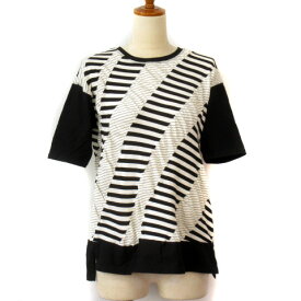 【中古】ヒロコビス HIROKO BIS デザインボーダーTシャツ 9 黒 ブラック 白 ホワイト レディース 【ベクトル 古着】 230928