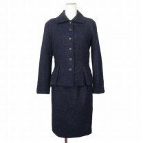 美品 ダーマコレクション 総刺繍フレンチスリーブブラウス 紺 15 