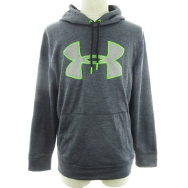 【中古】アンダーアーマー UNDER ARMOUR パーカー フーディー プルオーバー フード 長袖 裏起毛 厚手 ロゴ プリント MD グレー トップス /BT メンズ 【ベクトル 古着】 240217