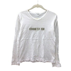 【中古】コムサイズム COMME CA ISM カットソー Tシャツ Vネック プリント 長袖 M 白 ホワイト /MN ■MO レディース 【ベクトル 古着】 231013