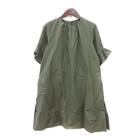 【中古】ザラ ベーシック ZARA BASIC ワンピース ミニ 五分袖 XS 緑 カーキ /MN レディース 【ベクトル 古着】 230713