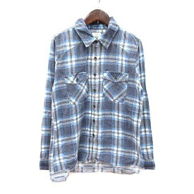 【中古】ビラボン BILLABONG シャツ 長袖 チェック フリンジ M 青 ブルー 紺 ネイビー /CT レディース 【ベクトル 古着】 231020