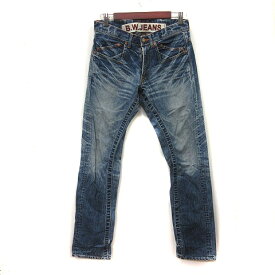 【中古】ブルーウェイジーンズ B.W.JEANS パンツ デニム ジーンズ ダメージ加工 28 紺 ネイビー /YI レディース 【ベクトル 古着】 231211