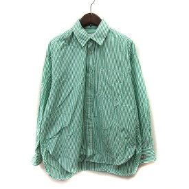 【中古】シンプリシテェ SIMPLICITE シャツ ストライプ 長袖 緑 グリーン 白 ホワイト /YI メンズ 【ベクトル 古着】 240115