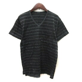 【中古】ジョセフオム JOSEPH HOMME Tシャツ カットソー Vネック ボーダー 半袖 46 黒 ブラック /YI メンズ 【ベクトル 古着】 240318