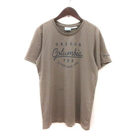 【中古】コロンビア Columbia Tシャツ カットソー クルーネック プリント 半袖 XL 茶 ブラウン 紺 ネイビー /MS レディース 【ベクトル 古着】 240402