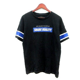 【中古】ザラ ZARA カットソー Tシャツ クルーネック プリント 半袖 S 黒 ブラック /MN メンズ 【ベクトル 古着】 240409