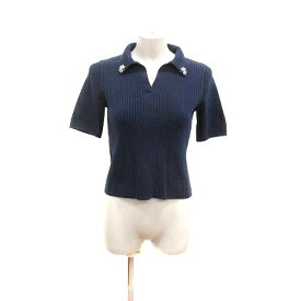 【中古】プロポーション ボディドレッシング PROPORTION BODY DRESSING ニット カットソー ビジュー 半袖 FR 紺 ネイビー /YK レディース 【ベクトル 古着】 240410