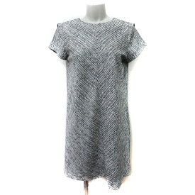 【中古】ザラ ベーシック ZARA BASIC ワンピース ひざ丈 フレンチスリーブ 総柄 黒 ブラック 白 ホワイト /YI レディース 【ベクトル 古着】 240419