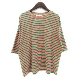 【中古】チャイルドウーマン CHILD WOMAN Tシャツ カットソー 五分袖 パイル クルーネック ボーダー F マルチカラー /CT レディース 【ベクトル 古着】 240509