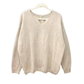 【中古】ドゥドゥ DOUDOU ニット セーター スリットネック 長袖 ウール F ベージュ /YK レディース 【ベクトル 古着】 241126