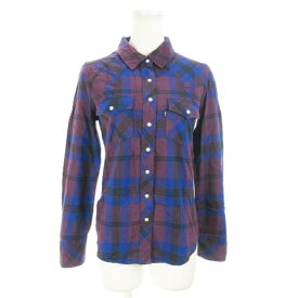 【中古】リーバイス Levi's ネルシャツ ウエスタン 長袖 コットン ネップ チェック ロゴ 小さいサイズ XS 紫 パープル /AO9 ☆ レディース 【ベクトル 古着】 231226