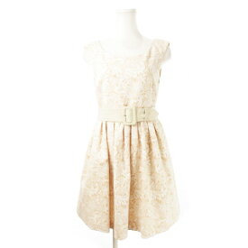 【中古】ジルバイジルスチュアート JILL by JILLSTUART ワンピース ミニ ノースリーブ ウエストマーク ベルト ジャカード レース柄 S ピーチファズ /CK7 ☆ レディース 【ベクトル 古着】 240219