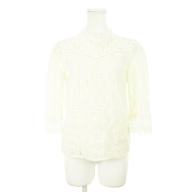 【中古】プロポーション ボディドレッシング PROPORTION BODY DRESSING ブラウス カットソー 総レース ハイネック 七分袖 フラワー 花柄 2 ベージュ クリーム /AH14 ☆ レディース 【ベクトル 古着】 240319