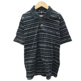 【中古】ヴァレンティノ ヴァレンチノ VALENTINO ポロシャツ ポロカラー 48 M 黒 ブラック ロゴ ボーダー柄 半袖 /HO25 ■GY58 メンズ 【ベクトル 古着】 260115