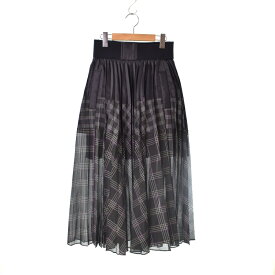 【中古】サカイ sacai 22年製 Glencheck Mix Skirt プリーツ 切替 ロング スカート 2 M グレー ブラック 灰 黒 22-05991 レディース 【ベクトル 古着】 230903