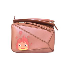 【中古】ロエベ LOEWE ハウルの動く城 Calcifer Mini Puzzle Bag In Satin Calfskin Rust サテン カーフスキン カルシファー ミニ パズル バッグ ブラウン 茶 A510U95X63 レディース 【ベクトル 古着】 230926