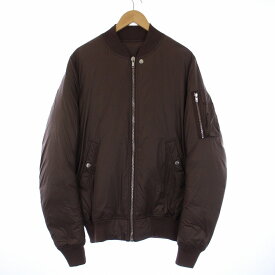 【中古】リックオウエンス Rick Owens 18AW NYLON SASHED FLIGHT BOMBER MA-1 ナイロンフライトボンバー ダウンジャケット ブルゾン ジップアップ 50 L 茶 ブラウン RU18F1798-EVD1 /KH メンズ 【ベクトル 古着】 230927