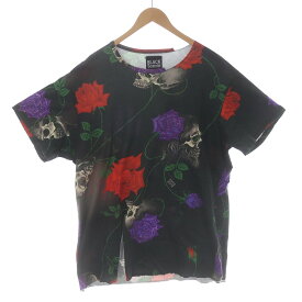 【中古】ヨウジヤマモト YOHJI YAMAMOTO ブラックスキャンダル BLACK Scandal 18SS スカルローズ Tシャツ カットソー 半袖 Uネック プルオーバー スリット 3 L 黒 ブラック マルチカラー /SI29 メンズ 【ベクトル 古着】 231021