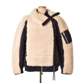 【中古】未使用品 サカイ sacai 22AW Faux Shearling Nylon Twill Blouson MA-1 ブルゾン ボンバージャケット ボア 2 アイボリー 22-06280 レディース 【ベクトル 古着】 240114