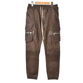 【中古】リックオウエンス Rick Owens 22AW MASTODON CARGO マストドンカーゴレザーロングパンツ ゴートレザー カーゴパンツ 50 茶 ブラウン RU02B2396-LSG メンズ 【ベクトル 古着】 240124