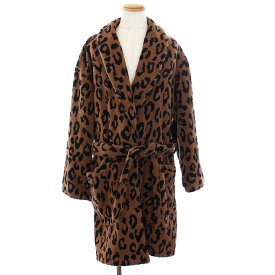 【中古】ワコマリア WACKO MARIA LEOPARD GOWN COAT レオパード ガウンコート ショールカラー ロング ヒョウ柄 M 茶 黒 ブラウン ブラック 22SS-WMO-CO01 /KH メンズ 【ベクトル 古着】 240307