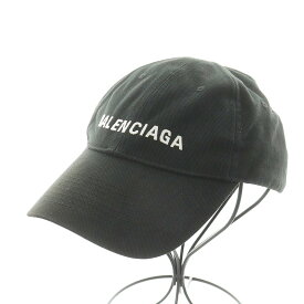 【中古】バレンシアガ BALENCIAGA キャップ 帽子 ロゴ刺繍 コットン L 黒 ブラック /AN6 ■OH メンズ 【ベクトル 古着】 240319