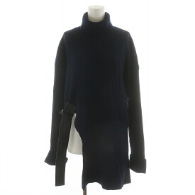 【中古】ウジョー Ujoh ベルト タートルネック ニット BELTED TURTLE NECK KNIT セーター 長袖 ウール 2 M 紺 ネイビー Z813-K06-151 /AN28 レディース 【ベクトル 古着】 240401