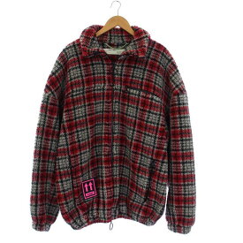 【中古】オフホワイト OFF WHITE 19AW Plaid Fleece Jacket プレイドフリースジャケット アウター ジップアップ チェック XS 赤 レッド OMEA186E19E19002 /KH メンズ 【ベクトル 古着】 230825