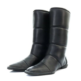 【中古】シセイ Cisei CHISEL PADDED BOOTS ブーツ ミドル丈 フラット カーフレザー 36.5 23.5cm 黒 ブラック /YO19 レディース 【ベクトル 古着】 240215