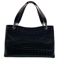 ✨美品✨ショルダーバッグ 本革 クロコ シャイニング 馬蹄 ブラック 象 