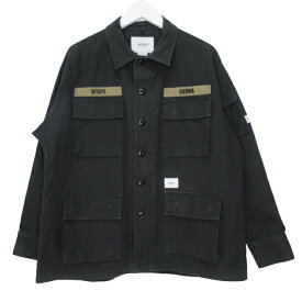【中古】ダブルタップス WTAPS 長袖 シャツ ジャケット ロゴ 01 Sサイズ相当 ブラック k1428 1220 メンズ 【ベクトル 古着】 241220
