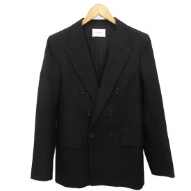 【中古】サンローラン パリ SAINT LAURENT PARIS 極美品 25SS DOUBLE-BREASTED JACKET テーラードジャケット ブレザー ダブル 絹 シルク ウール 48 黒 ブラック V64M 801873 メンズ 【ベクトル 古着】 251226