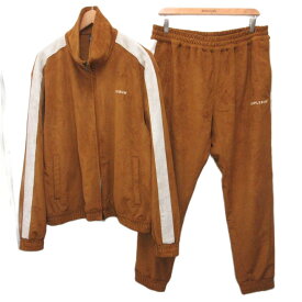 【中古】アップルバム APPLEBUM セットアップ トラックジャケット トラックパンツ ブルゾン ジャージ ダブルジップ イージーパンツ ロゴ XL 茶 ブラウン メンズ 【ベクトル 古着】 260131