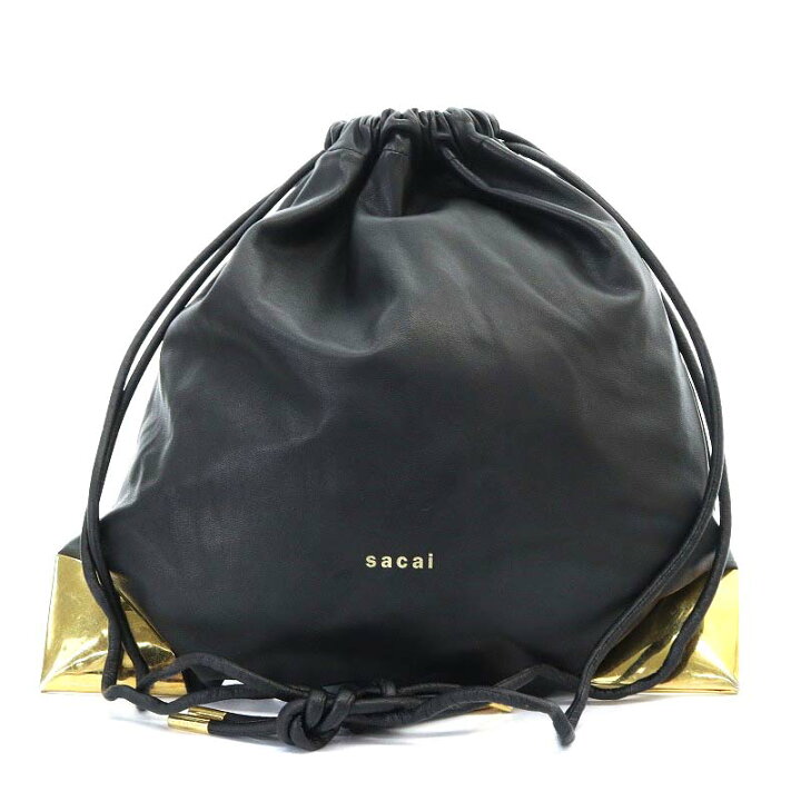 楽天市場】【中古】サカイ sacai バッグ ポーチ メタル 巾着 レザー 黒 