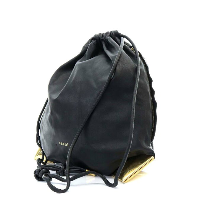 楽天市場】【中古】サカイ sacai バッグ ポーチ メタル 巾着 レザー 黒 