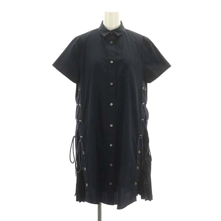 楽天市場】【中古】サカイ sacai サイドプリーツ レースアップ シャツ 