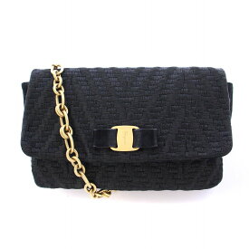 【中古】サルヴァトーレフェラガモ Salvatore Ferragamo ヴァラ ワンショルダーバッグ チェーン ロゴ 黒 ブラック /BB ■OH レディース 【ベクトル 古着】 250614