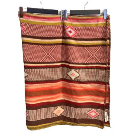 【中古】ザラ ZARA HOME ブランケット 毛布 幾何学模様 130×170 オレンジ 茶 ブラウン レディース 【ベクトル 古着】 260508