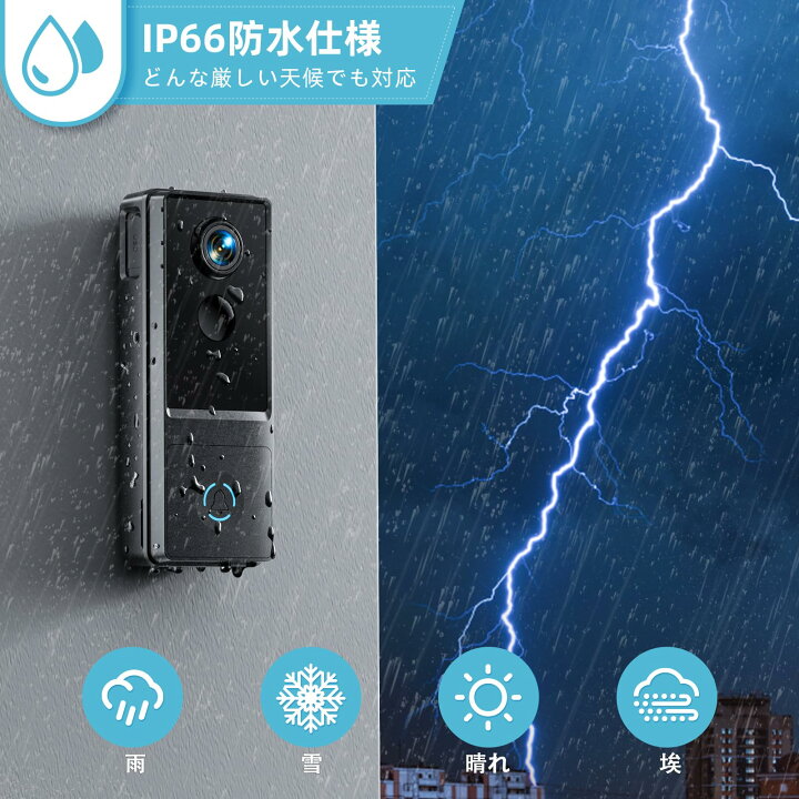 楽天市場】インターホン ワイヤレス 工事不要 Alexa対応 スマホ連動 