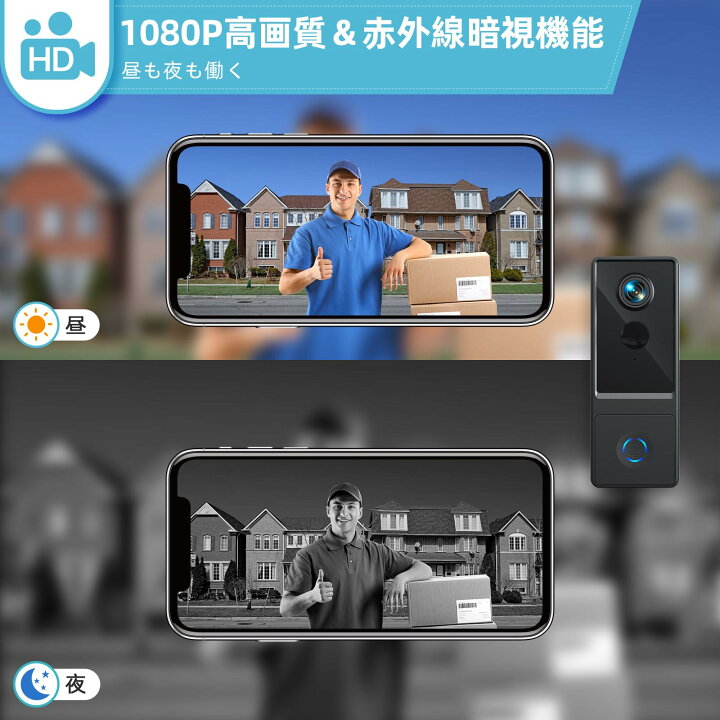 楽天市場】インターホン ワイヤレス 工事不要 Alexa対応 スマホ連動 